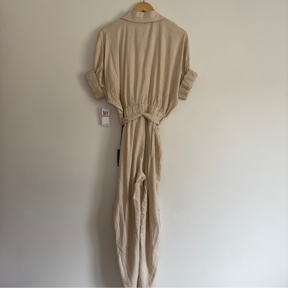 Blank NYC Linen Jumpsuit in oatmeal New With Tags Size: S - Picture 5 of 6